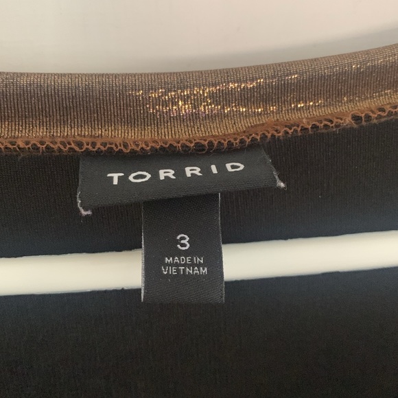 Torrid Size 3 metallic copper liquid shine  slinky short sleeve knit top - Picture 5 of 7